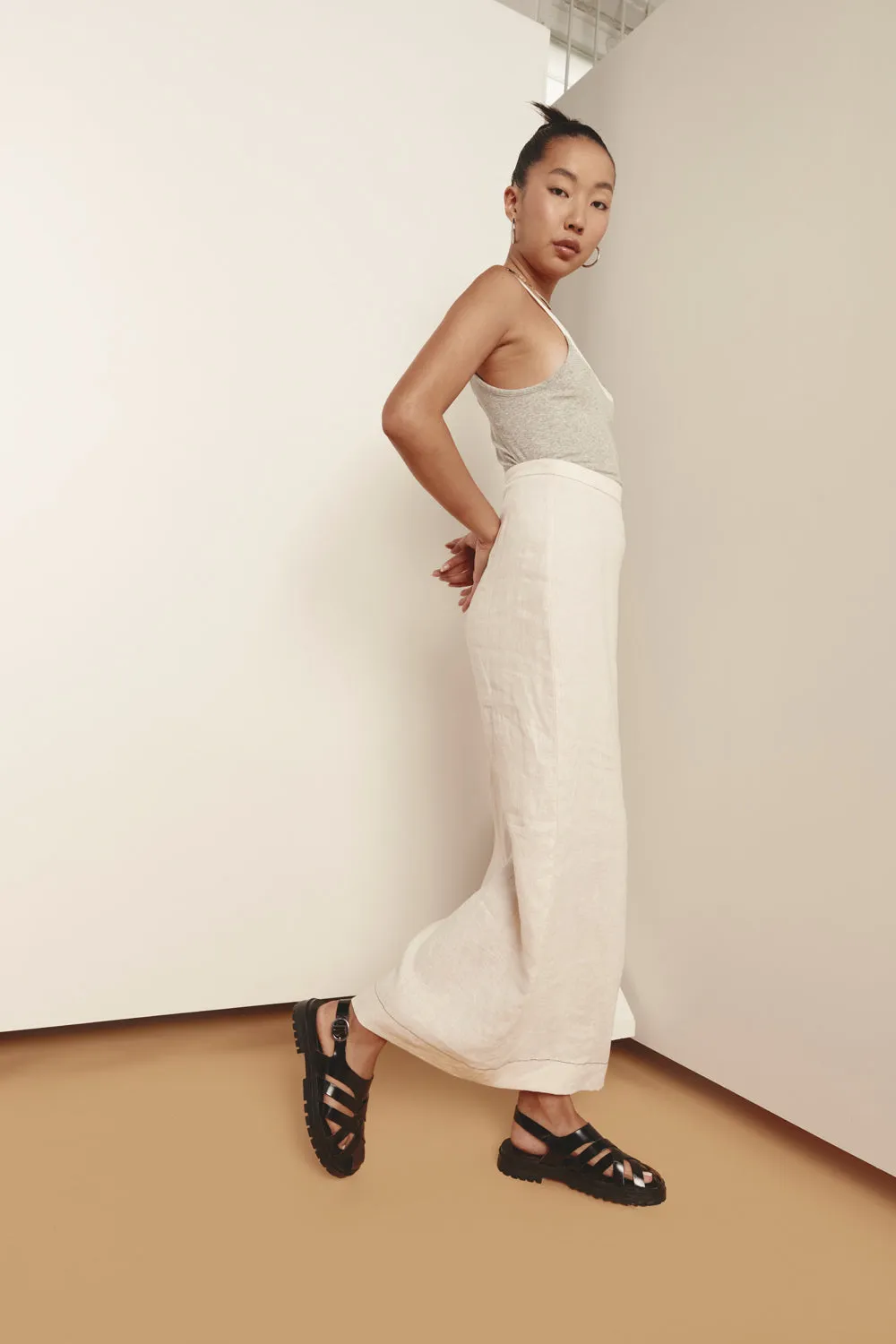 Carla Linen Maxi Skirt White