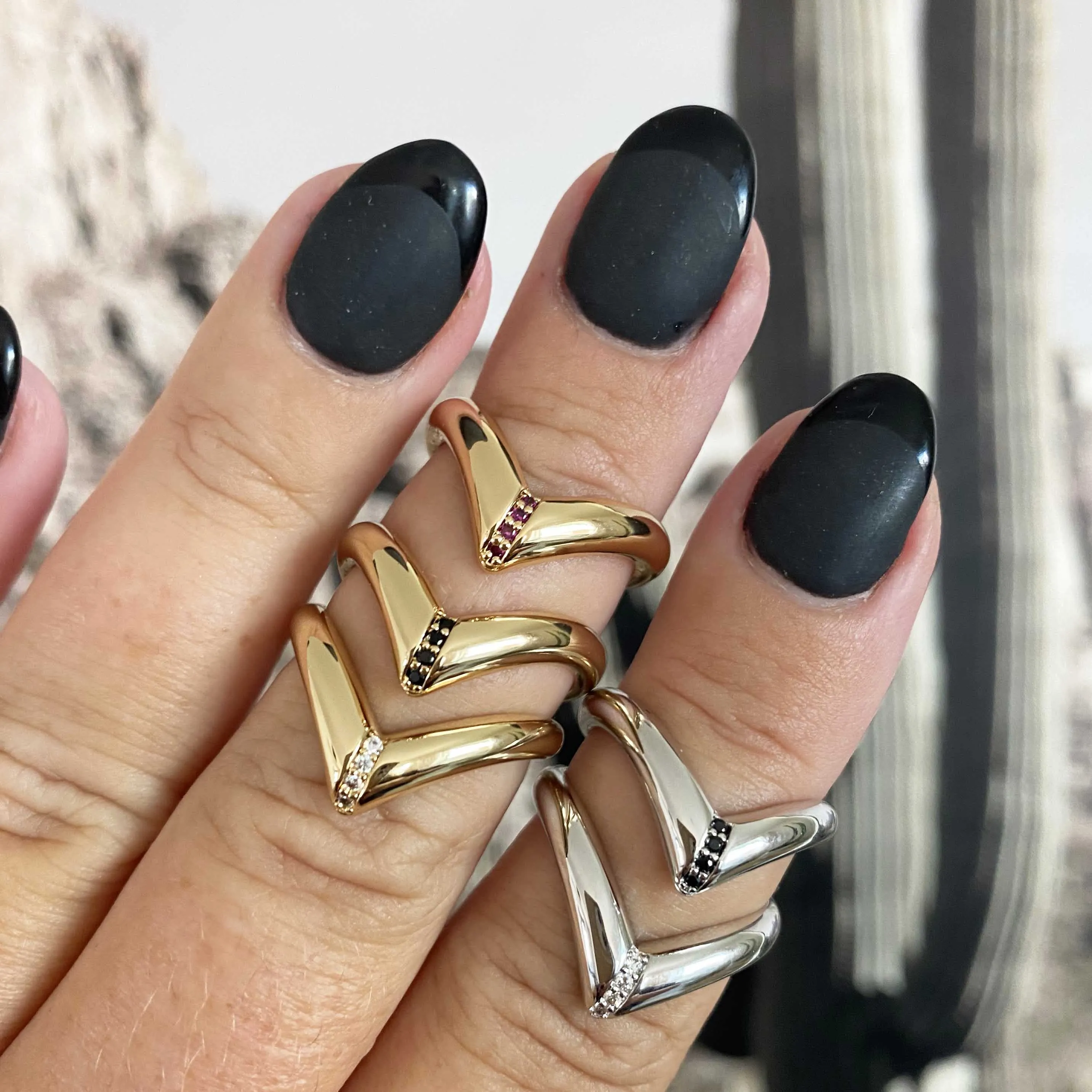 Chevron CZ Ring- Black