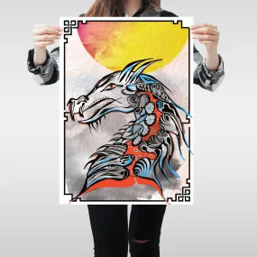 Chinese Dragon Tattoo Giant Wall Mural Art Vibrant Iconic Poster Kitchen A2