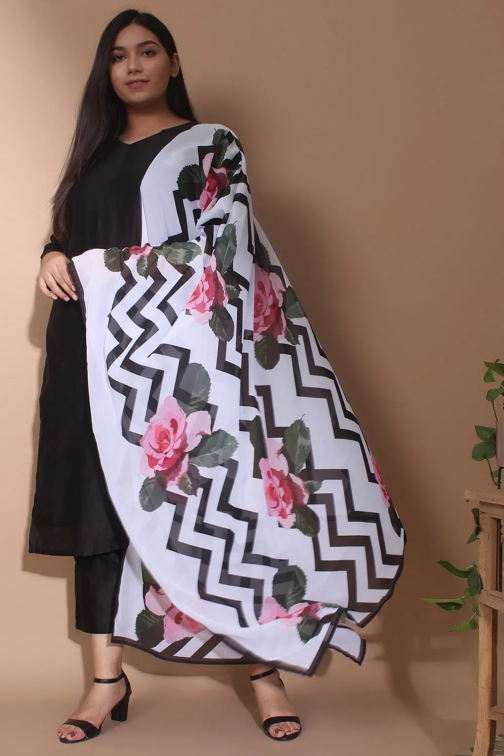 Classic Chevron Floral Dupatta