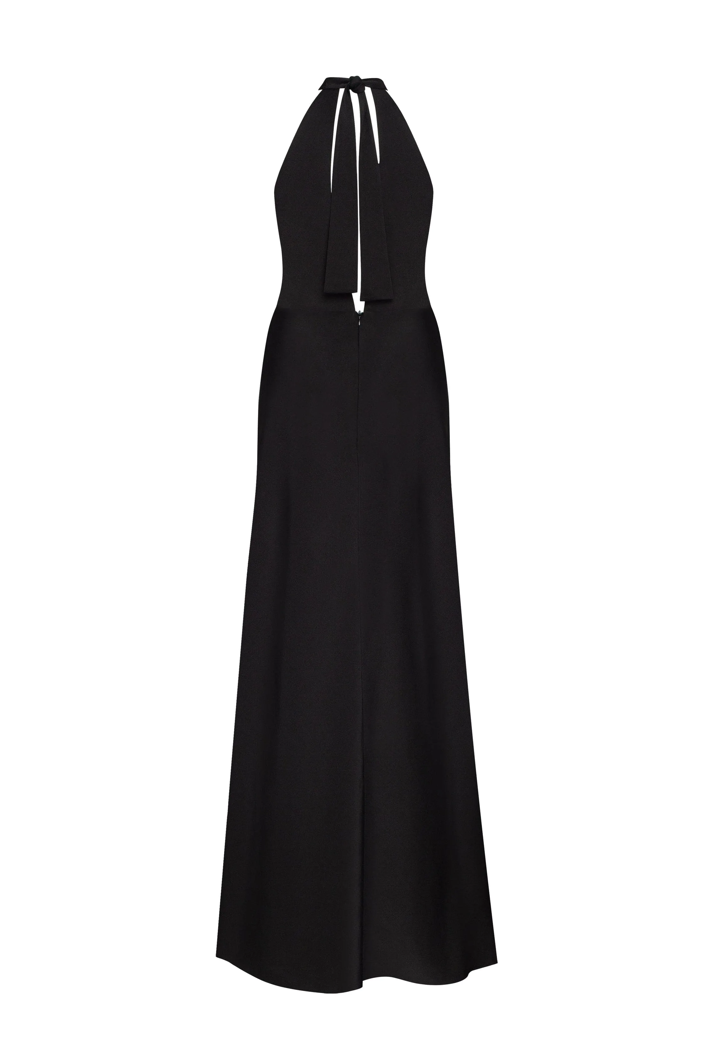 Classical black halterneck satin maxi dress, Xo Xo