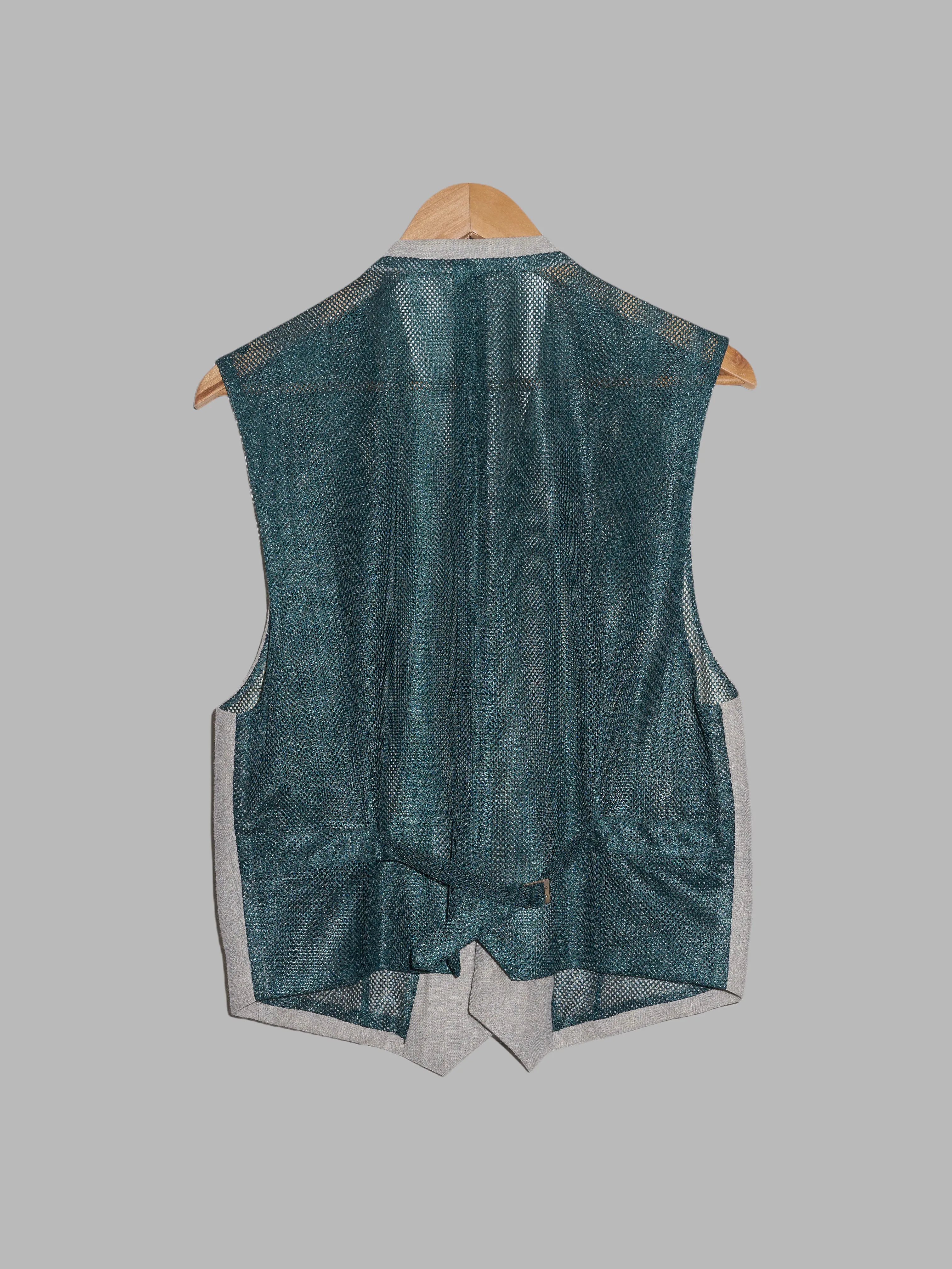 Comme des Garcons Homme Plus SS1996 grey wool vest with green mesh back - M