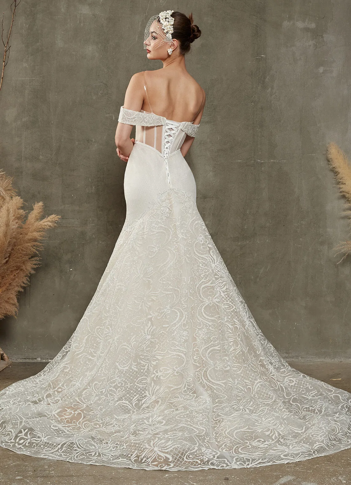 Convertible Diamond White Sparkling Mermaid Dress With Cathedral Train