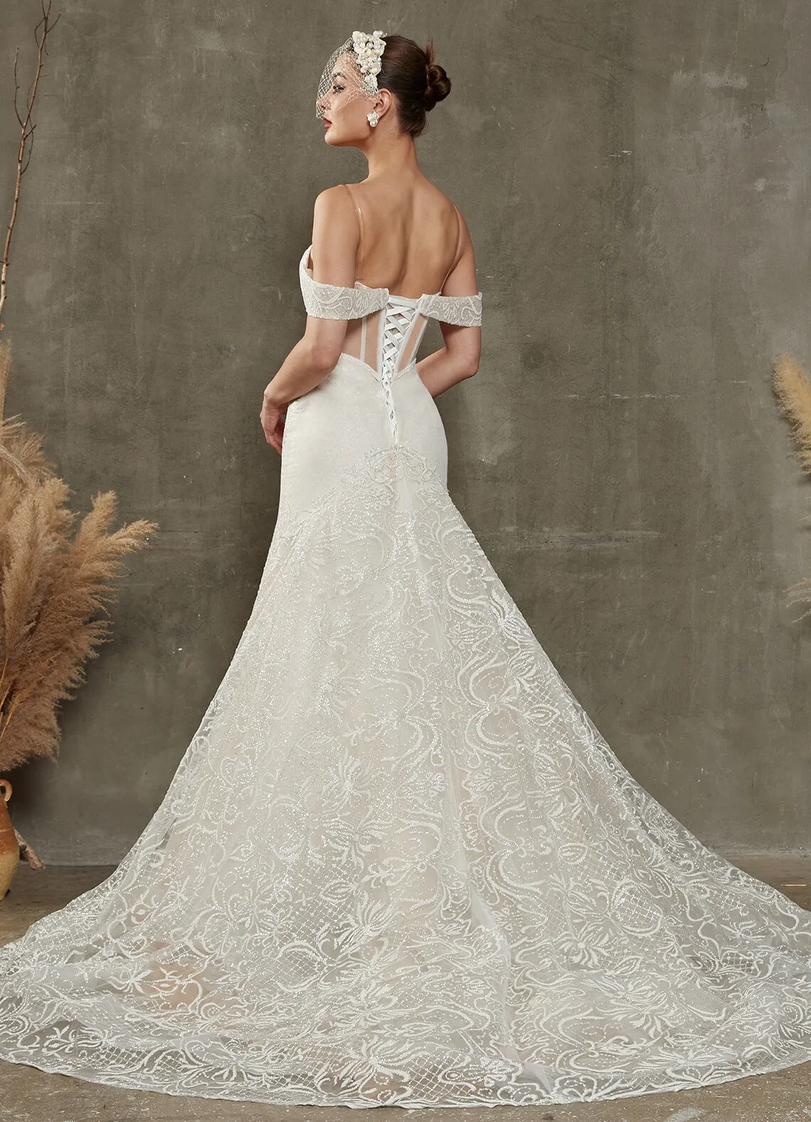 Convertible Diamond White Sparkling Mermaid Dress With Cathedral Train