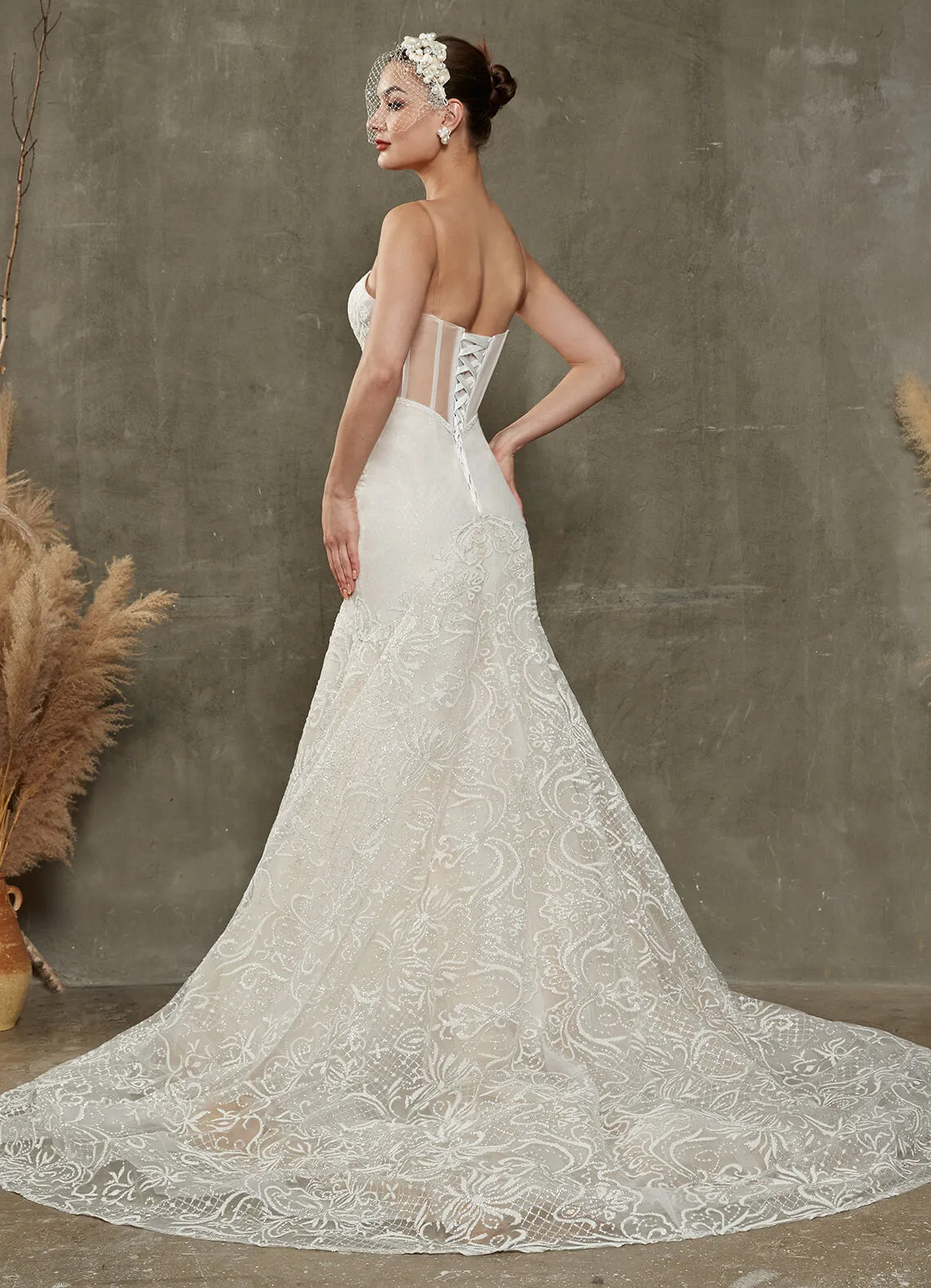 Convertible Diamond White Sparkling Mermaid Dress With Cathedral Train