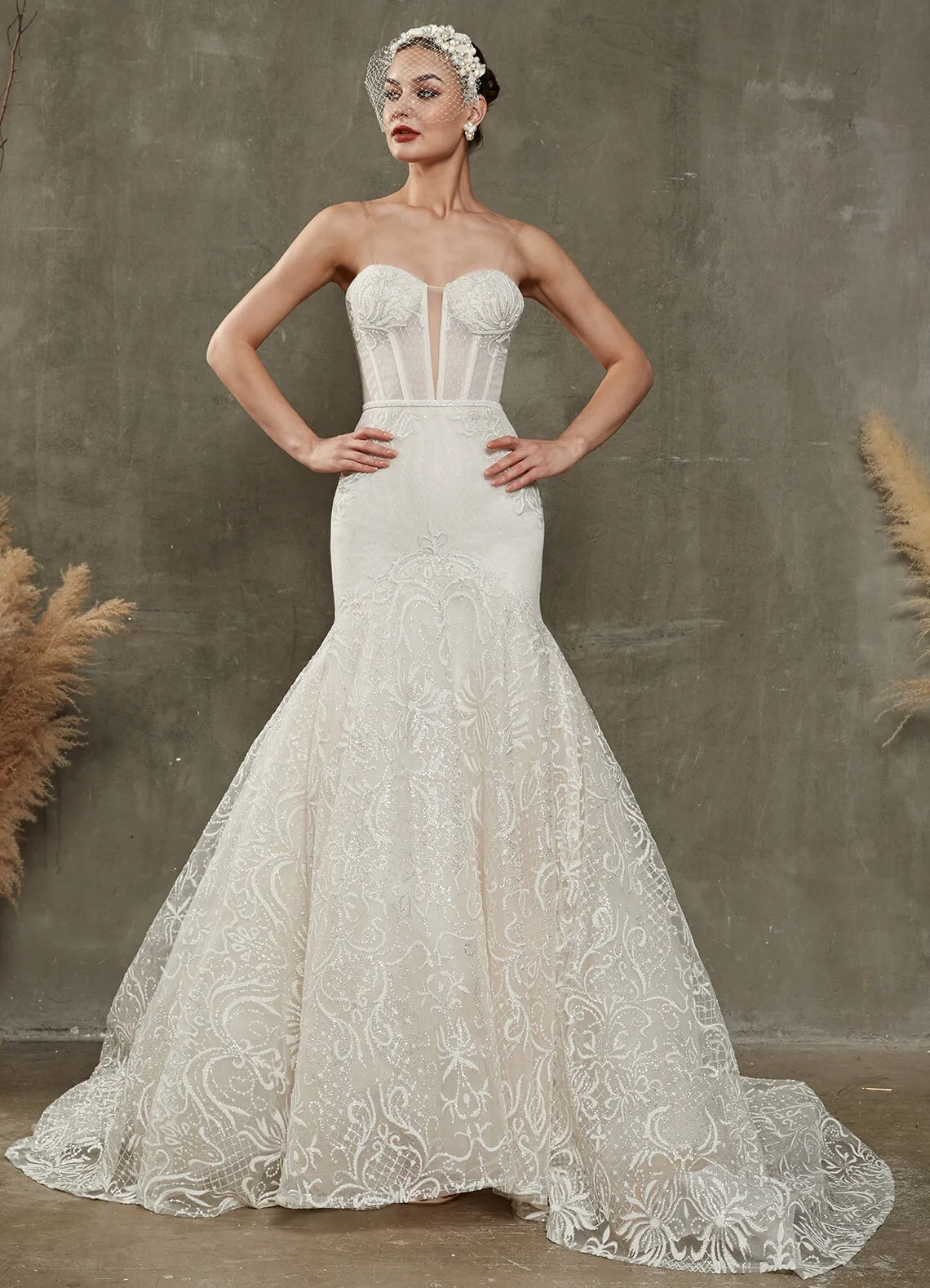 Convertible Diamond White Sparkling Mermaid Dress With Cathedral Train