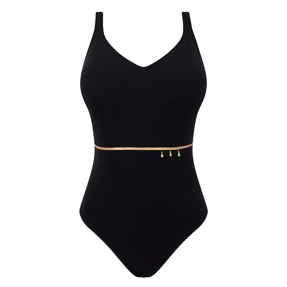 Cosmic Black V Neckline Swimsuit