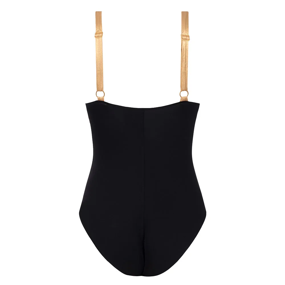 Cosmic Black V Neckline Swimsuit