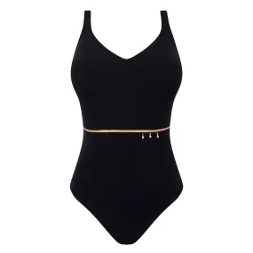 Cosmic Black V Neckline Swimsuit