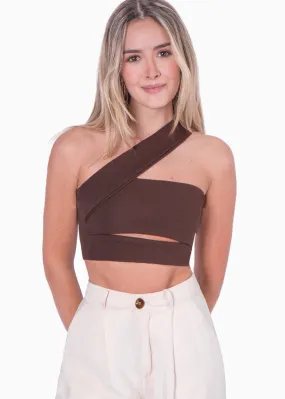 Crop top strapless con cut out y cargadera en diagonal - MALORIE