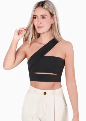 Crop top strapless con cut out y cargadera en diagonal - SODHANA