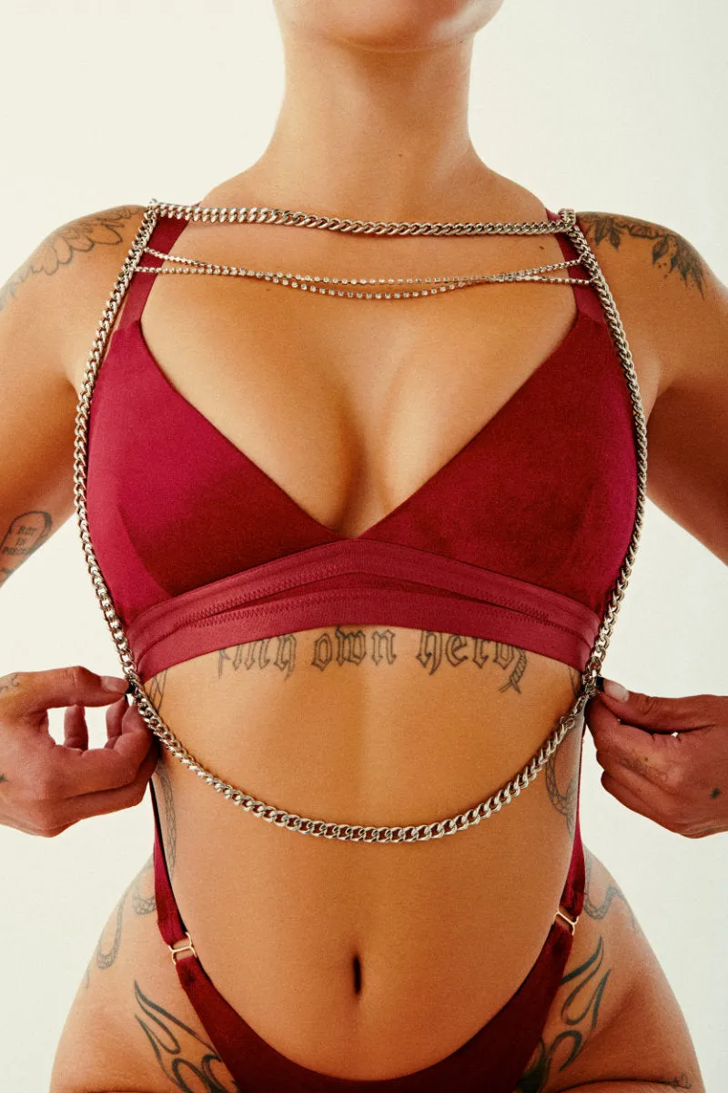 CXIX Aphrodite Bodysuit - Maroon Suede