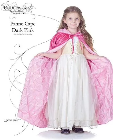 Dark Pink Panne Hooded Cape with Light Pink Pintuck Lining Girl's Child One Size