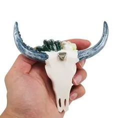 Desert Cow Skull Bohemian Decor Wall Hanging Cactus Flowers Bull Home Decoration Nail Hole On Back Choose Red Or Green Small Or Large