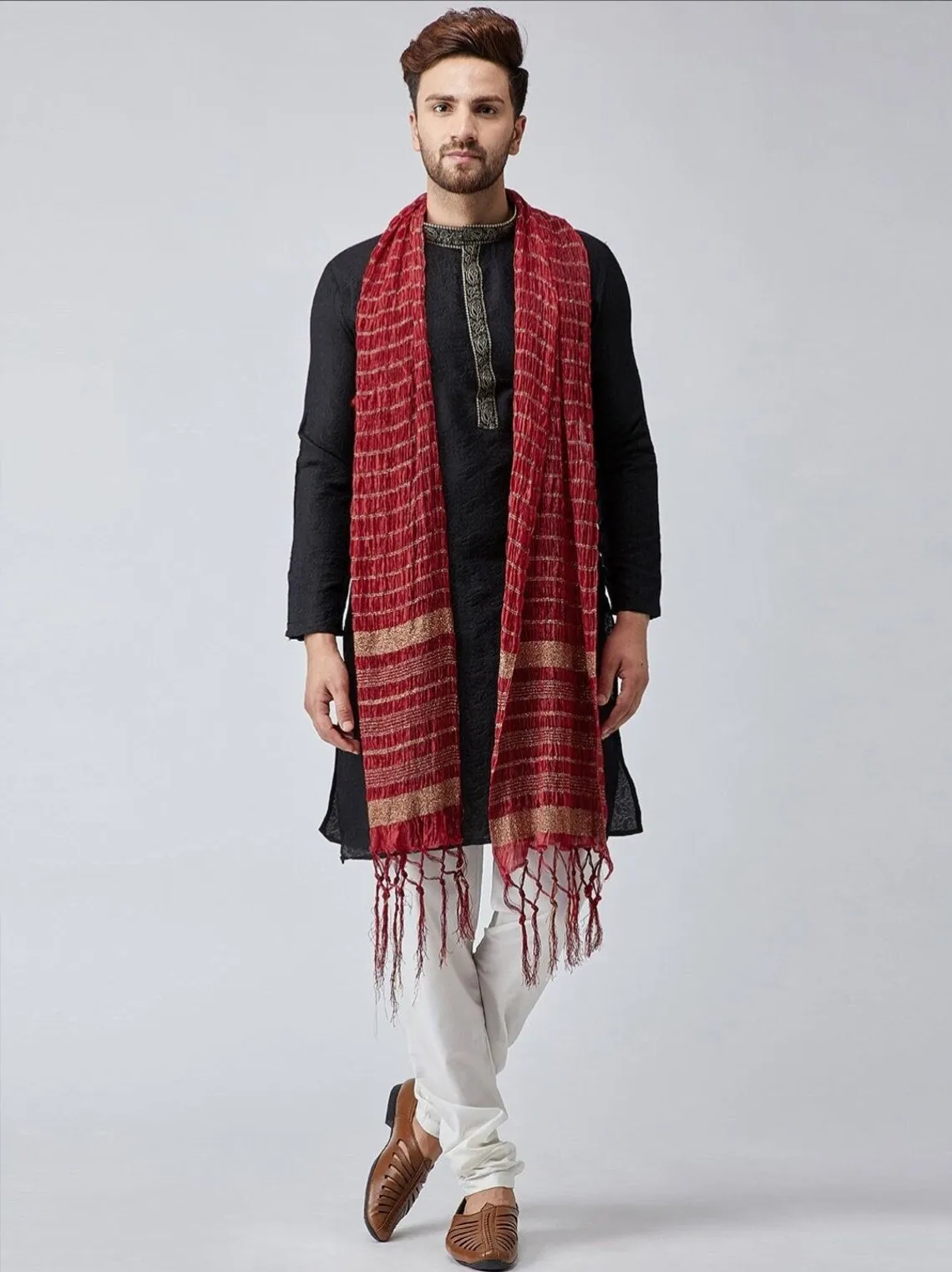 Dupatta Stole for Men- Maroon