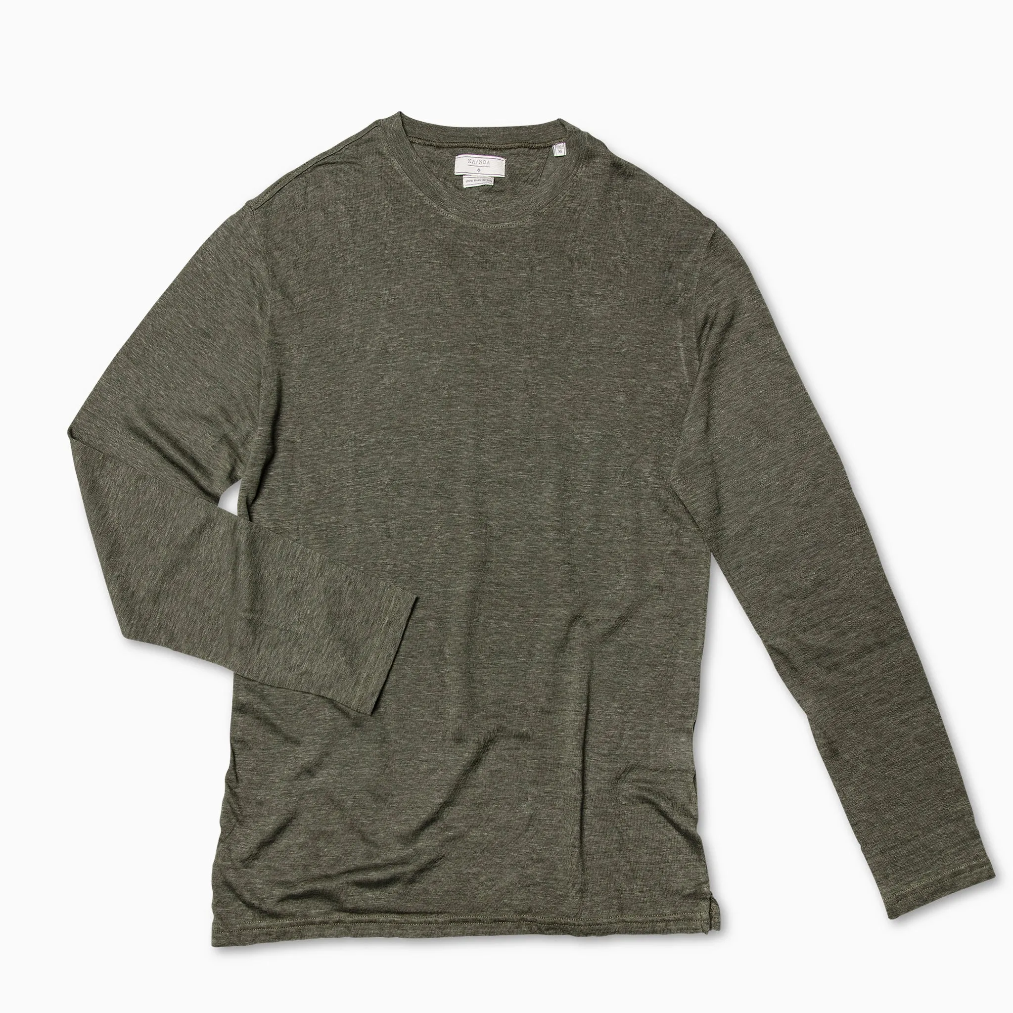 Elié long-sleeved t-shirt in light linen jersey (foliage green)