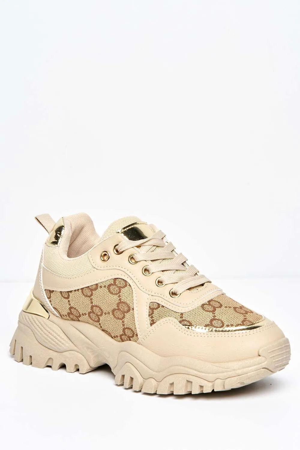 Elle Chunky Sole Logo Trainer in Nude