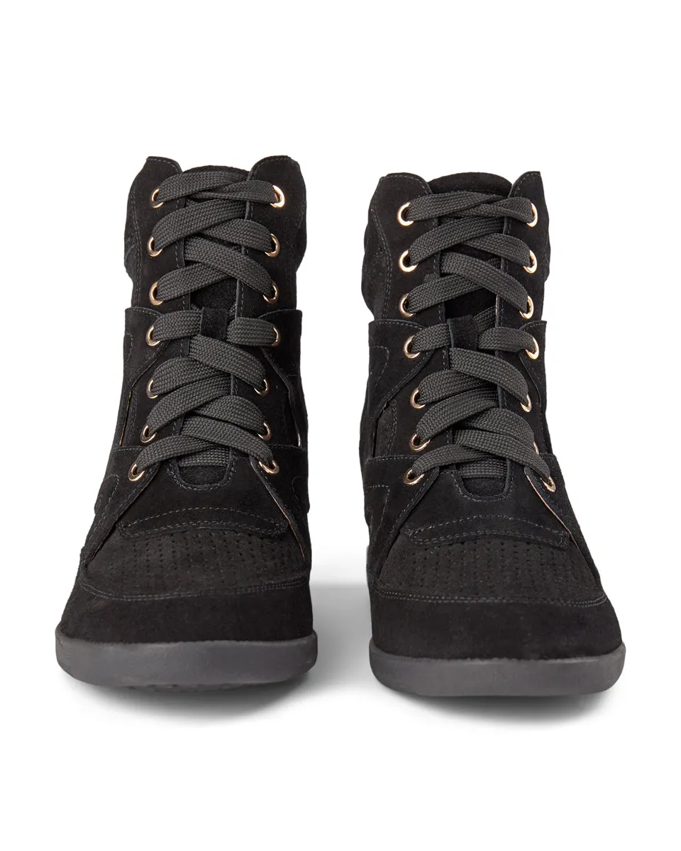 Emmy Lace Ruskinds Sneaker med Kilehæl - BLACK