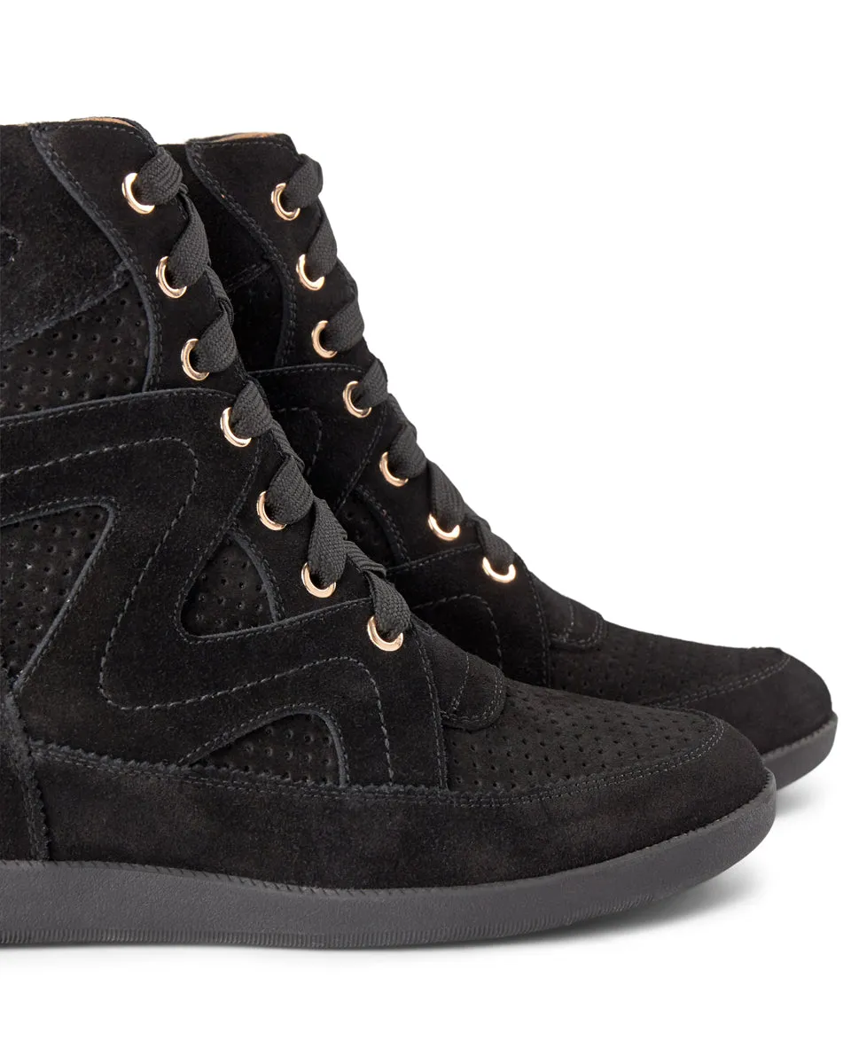 Emmy Lace Ruskinds Sneaker med Kilehæl - BLACK