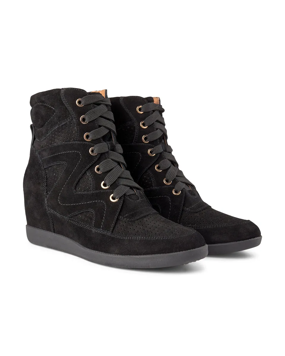 Emmy Lace Ruskinds Sneaker med Kilehæl - BLACK