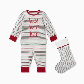 Festive Stripe Pajamas & Stocking Set