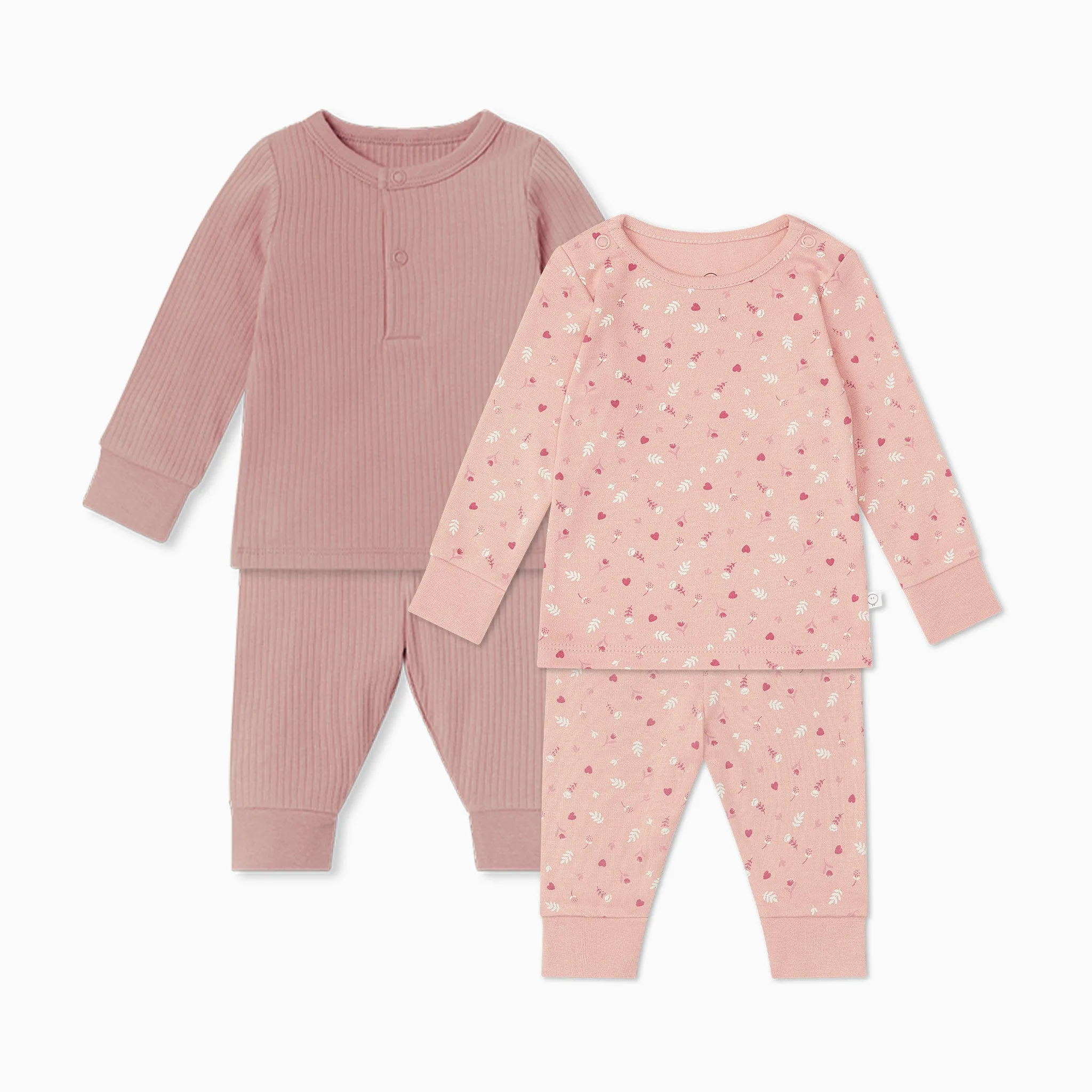 Floral & Ribbed Pyjama 2 Pack