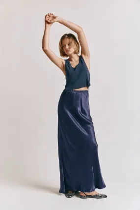 Florence Bias Cut Maxi Skirt Midnight