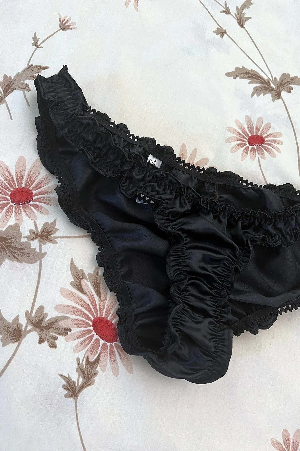 Florid Bloomer in Black Deadstock Satin