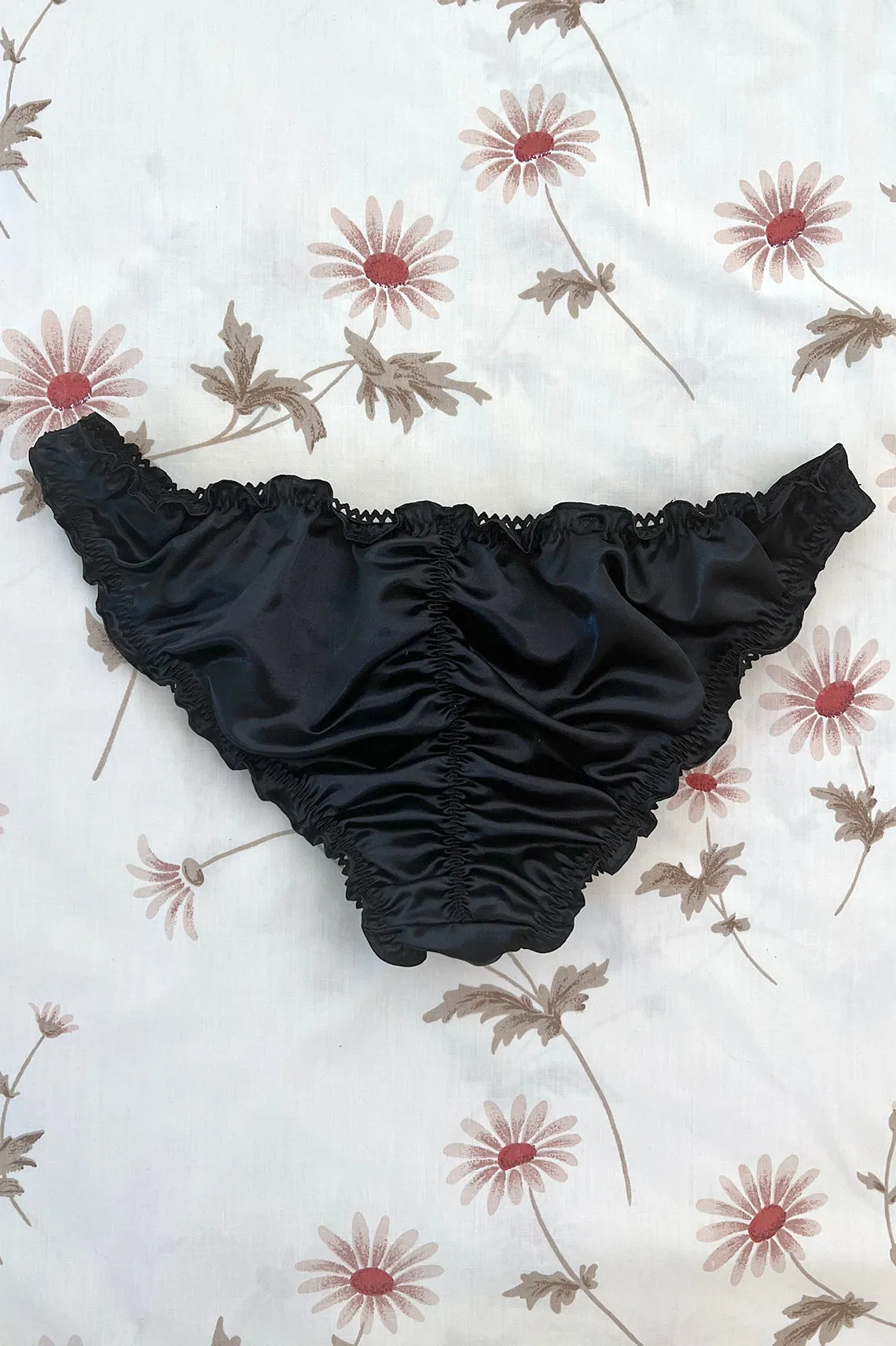 Florid Bloomer in Black Deadstock Satin