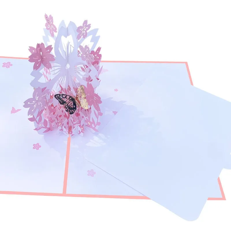 Flower & Butterfly Birthday Pop-Up Greeting Card - Handmade Perfect for Thinking of You, Congrats, Happy Birthdays And Thank you!