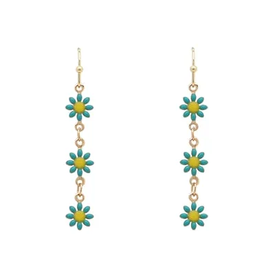 Flower and Gold Chain Earrings