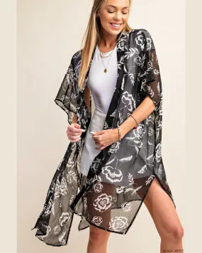 Flower Print Kimono