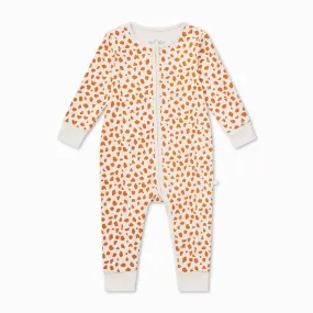 Giraffe Spot Ribbed Clever Zip Romper