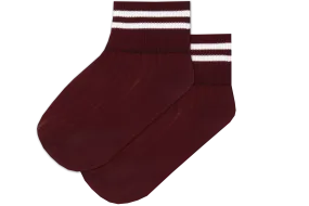 Girls Striped Anklets - Luthuli Maroon/White