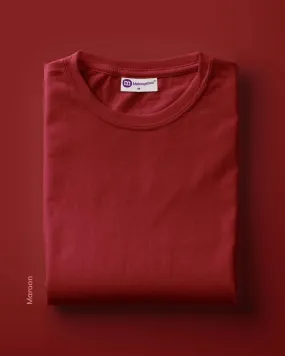 Half Sleeves Crew Neck: Maroon