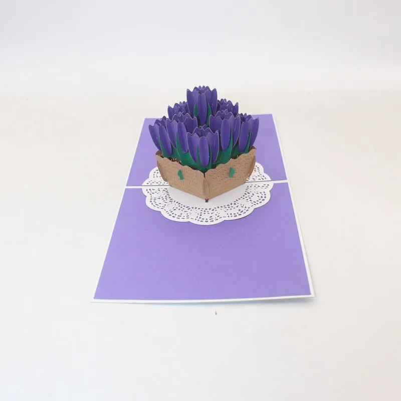 Handmade 3D Flower Basket Pop-Up Greeting Card - Perfect for Birthday Wishes, Thinking of You, Congrats, Thank You, & Ideal Gift for Kids