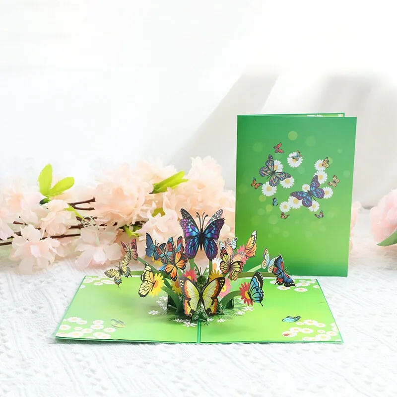 Handmade Butterfly Flowers Pop-Up Greeting Card-Perfect for Congrats, Birthdays, Thank You and Thinking of You as a unique gift