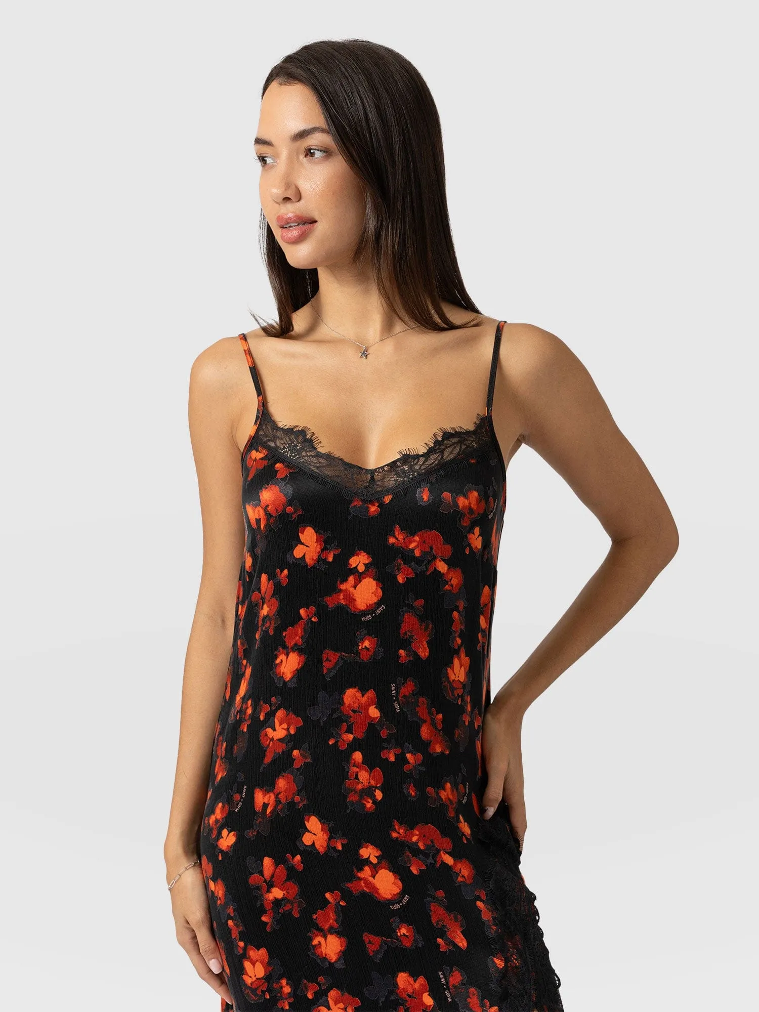 Harper Lace Cami Dress - Red Aurora