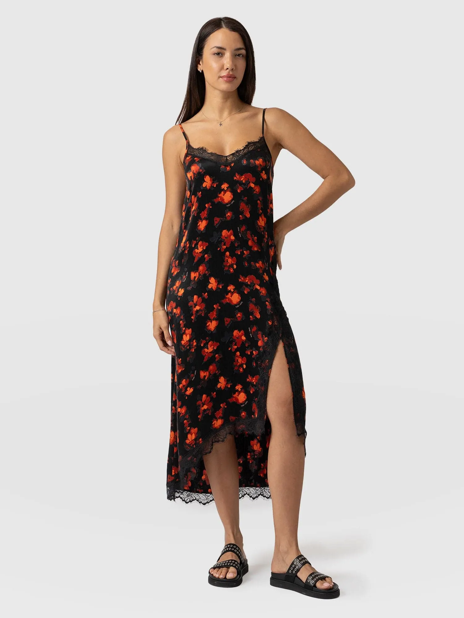 Harper Lace Cami Dress - Red Aurora