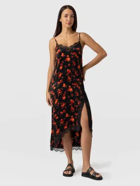 Harper Lace Cami Dress - Red Aurora