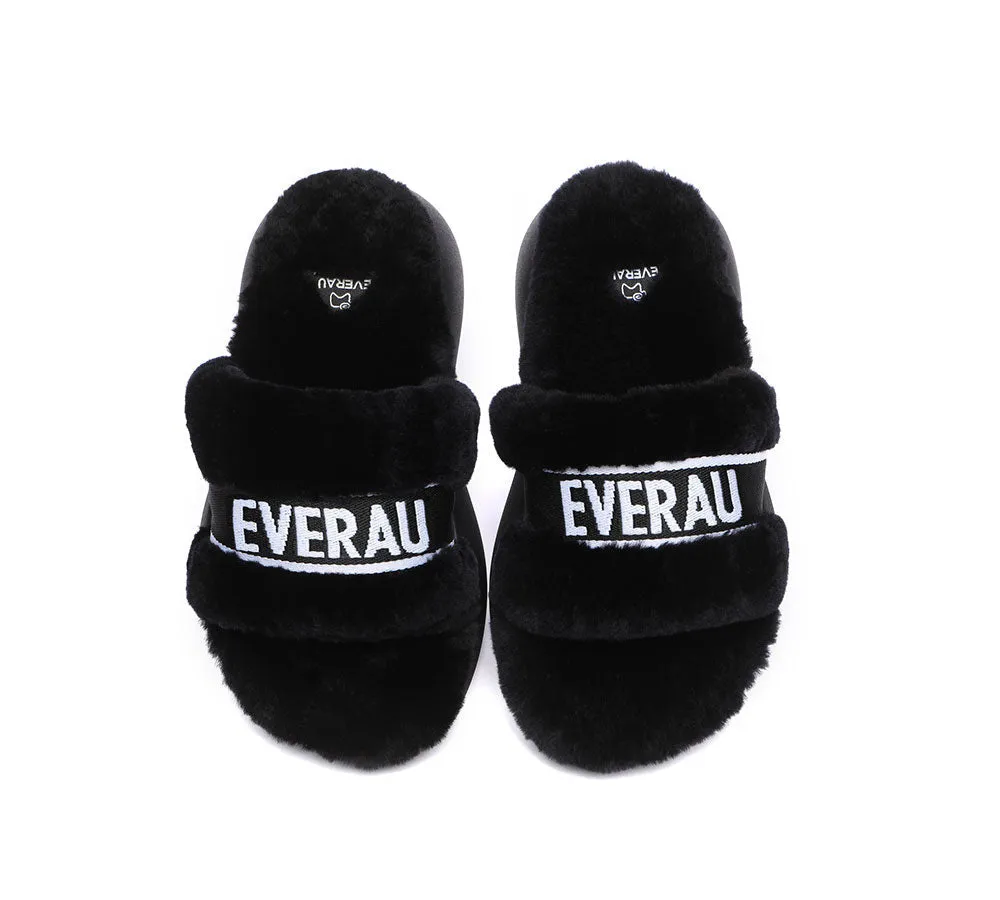 High Platform Sheepskin Wool Slides Women Flossy Slipper