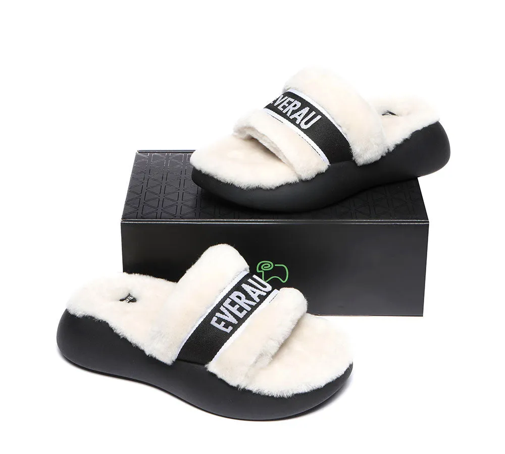 High Platform Sheepskin Wool Slides Women Flossy Slipper