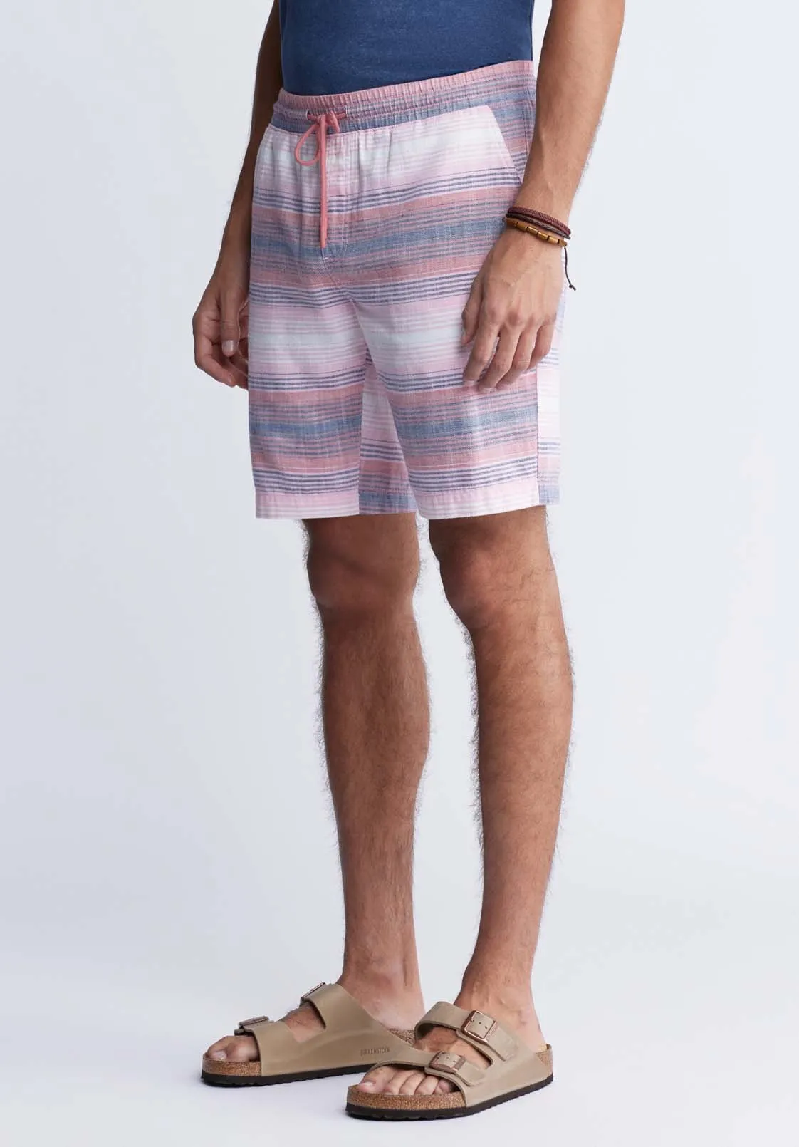 Hoggers Men's Striped Shorts in Mineral Red - BM24349A