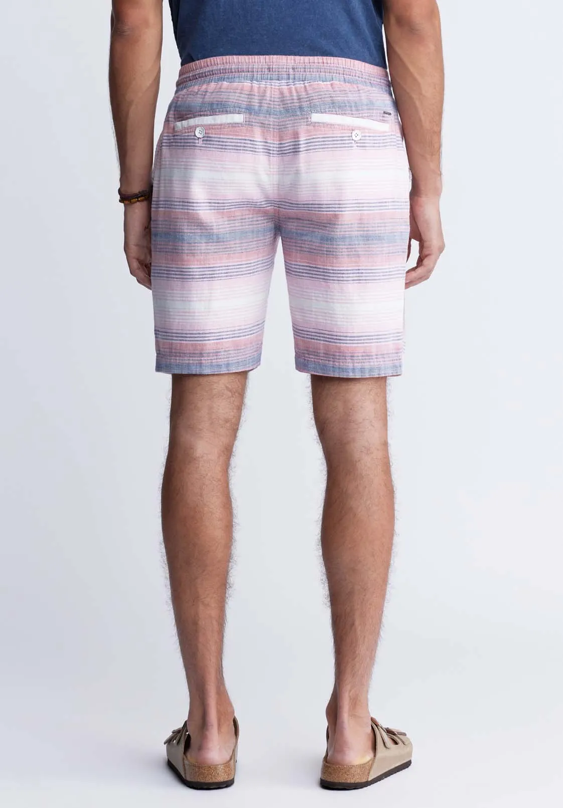 Hoggers Men's Striped Shorts in Mineral Red - BM24349A