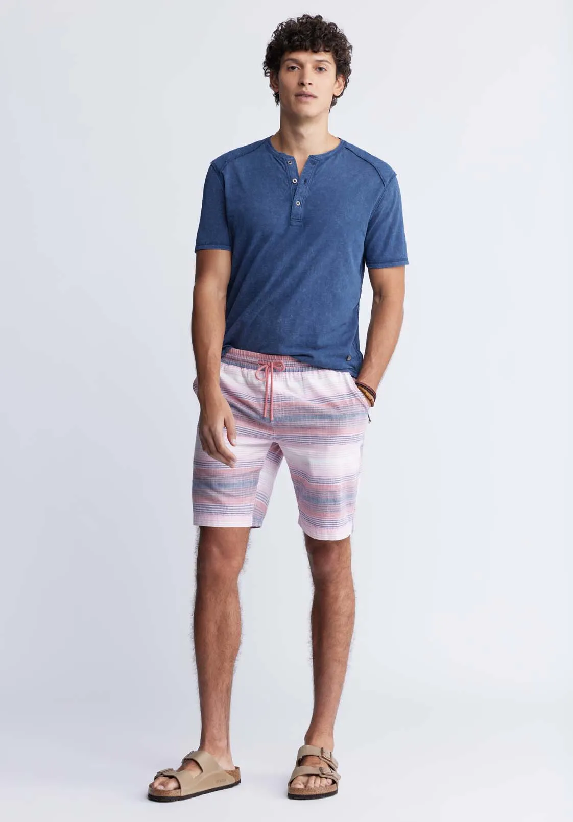 Hoggers Men's Striped Shorts in Mineral Red - BM24349A