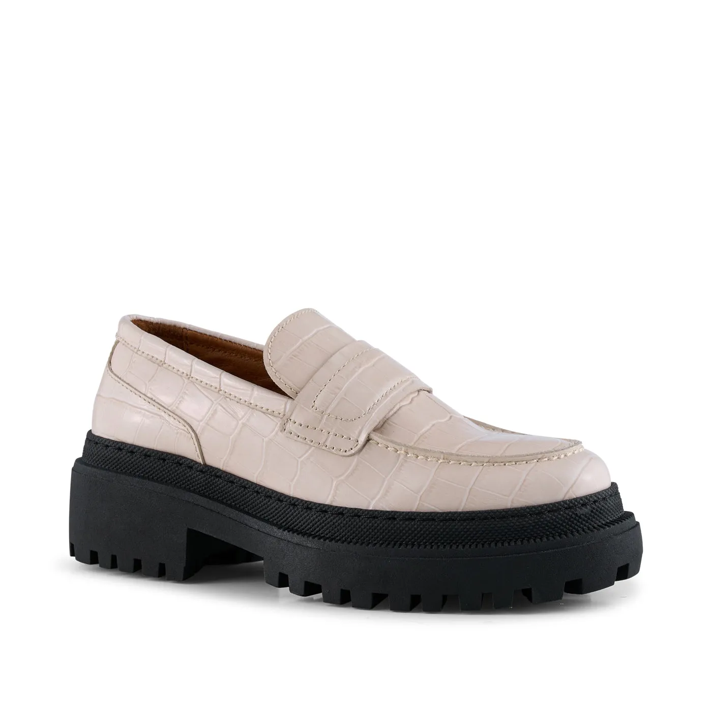 Iona loafer læder  - WHITE CROCO