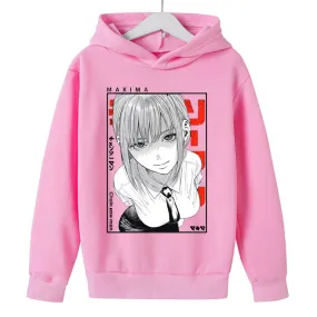 Japanese Anime Chainsaw Man Makima Anime Kids hoodies Fashion Boys/girls Long Sleeve cartoon Sweatshirt anime Harajuku Clothing