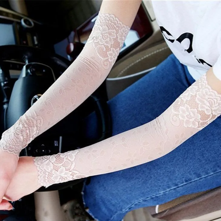 Lace Cuff Sun Protection Sleeves for Women - Spring/Summer Wear