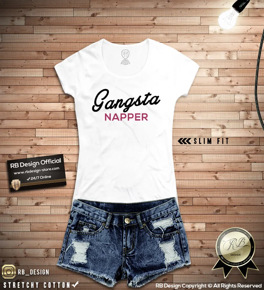 Ladies Gangsta Napper T-shirt  Nap Queen Tank Top WD231 Pink