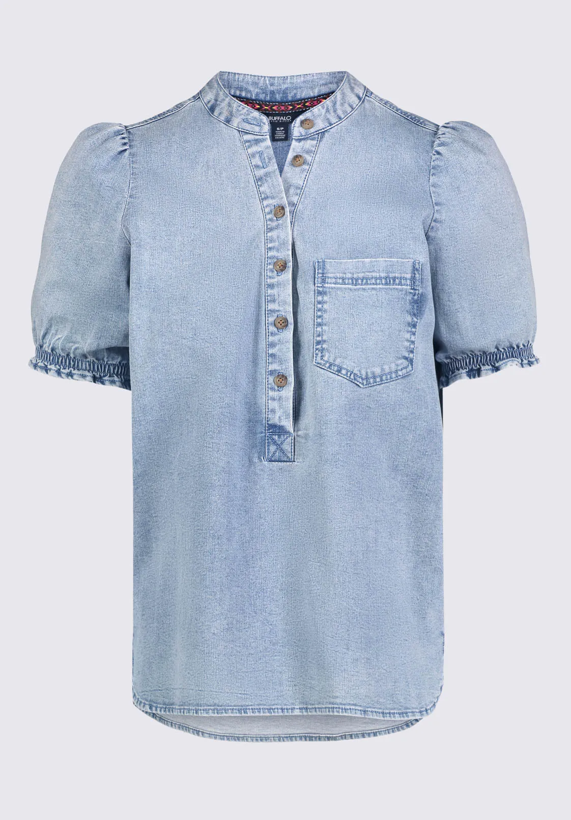 Lenore Women’s Puffed Sleeve Blouse in Light Denim Blue - WT0086P